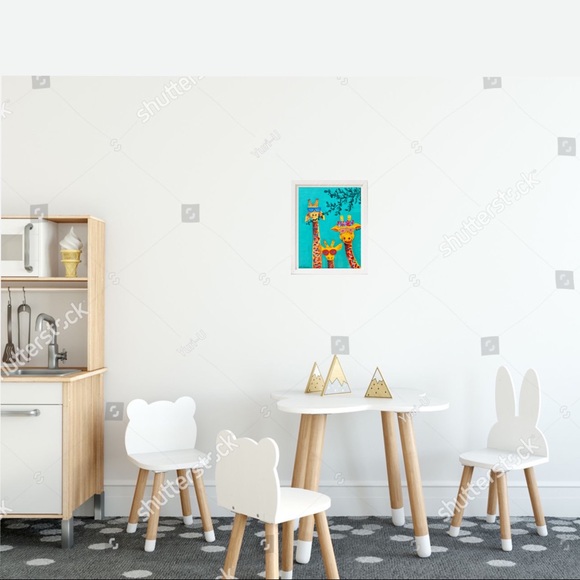 handmade Canvas Art giraffe Paint Acrylic 8”x10” - Picture 12 of 12